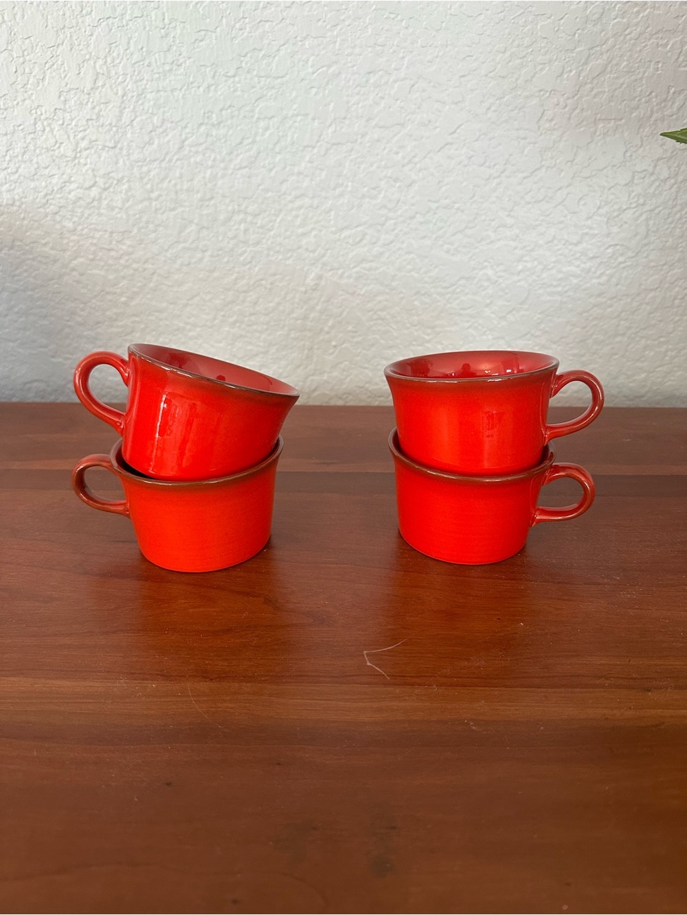 Red Ceramic Small Mugs/Cups - Set of 4